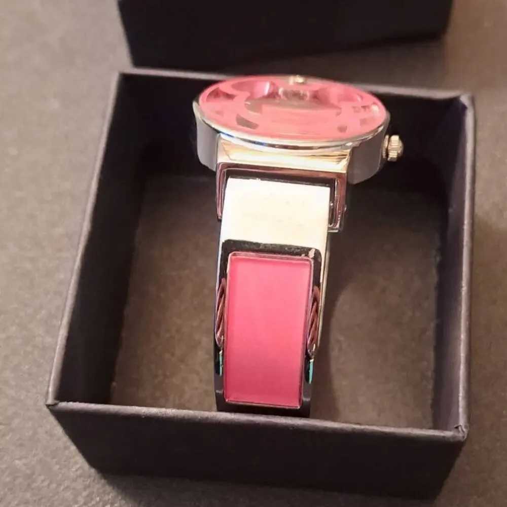 Girls Pink Character Bangle Quartz Stainless Steel Wristwatch